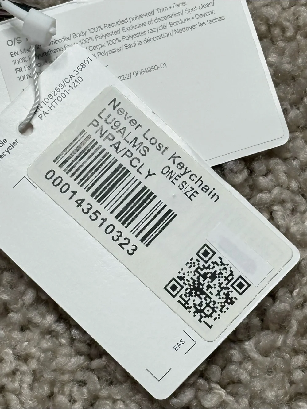 Lululemon Never Lost Keychain